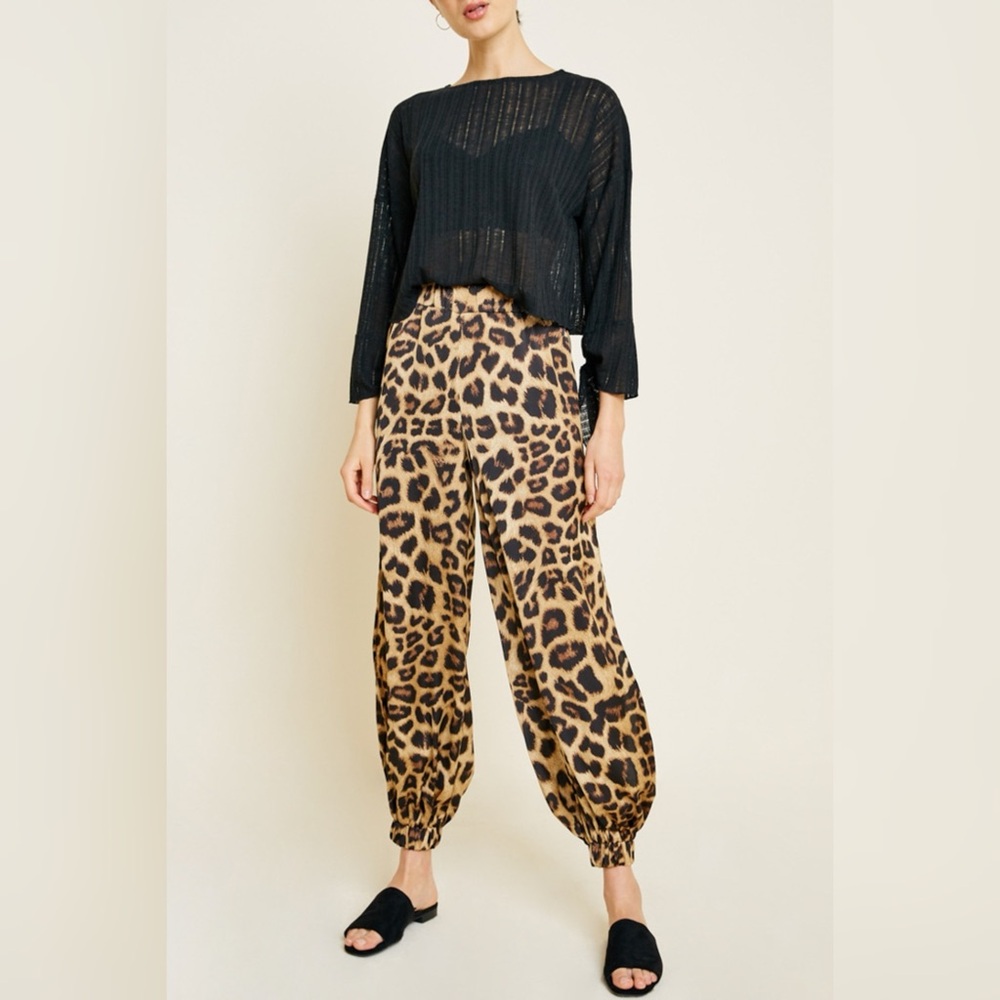 Leopard Side-Slit Balloon Jogger Pants